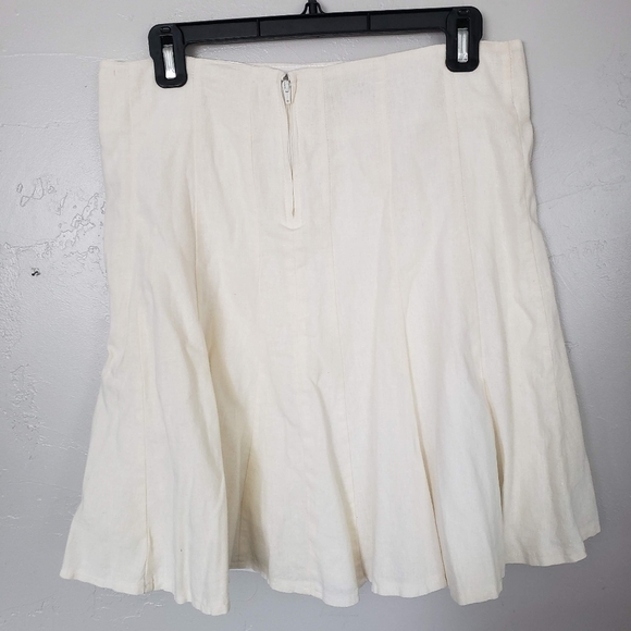 Maurices Women's 7/8 Ivory White Pleated Knee Length Skirt Linen Blend Lined - Picture 7 of 7